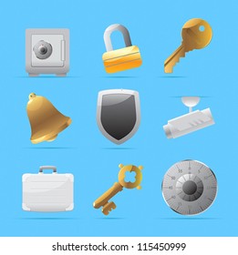 Icons for security. Vector illustration.