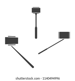 Icons of Selfie stick. Vector on white background