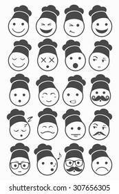 icons set 20 chef black and white color illustrations