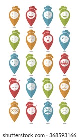 icons set 20 chef differents color on half face in color pointers