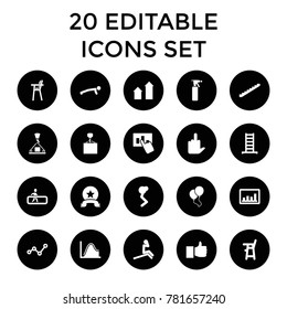 Up icons. set of 20 editable filled up icons such as ladder, stairs, baby chair, spray bottle, hook with cargo, like. best quality up elements in trendy style.