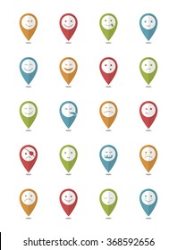 icons set 20 faces and characters  different in colors pointers