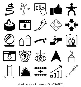 Up icons. set of 25 editable filled and outline up icons such as move, man doing exercises, arrow, navigation arrow, graph, download cloud, candle, elevator, ladder