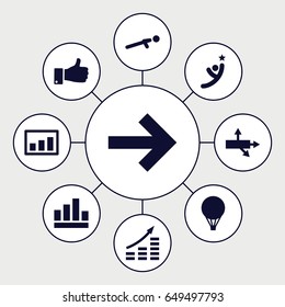 Up icons set. set of 9 up filled icons such as graph, air balloon, winner, arrow, money growth
