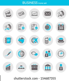 Icons set about business. Flat icons inside circles.