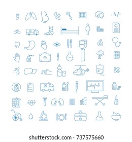 Icons set about medicine. Thin lines icon set