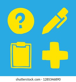 up icons set with add symbol, notepad and question mark vector set