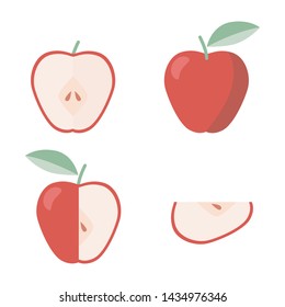 Icons set of apple in flat style, for print
