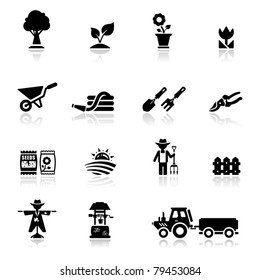 Icons set argiculture and gardening