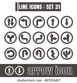 icons set arrow line black Modern Style design elements Geometry Straight lines curves vector on white background