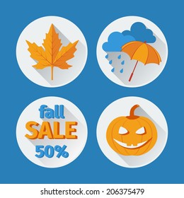 icons set autumn flat design. vector