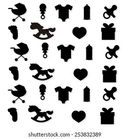Icons Set for babes in silhouettes