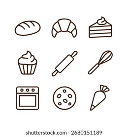 Conjunto de iconos para un diseño de Vector de panadería