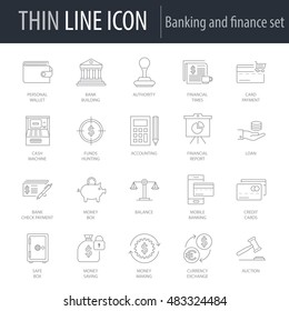 Icons Set of Banking and Finance. Symbol of Intelligent Thin Line Image Pack. Stroke Pictogram Graphic for Web Design. Quality Outline Vector Symbol Concept Collection. Premium Mono Linear.