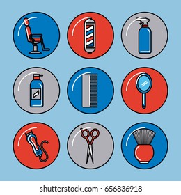 icons set barber shop illustration