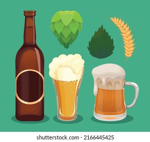 icons set beer drink design