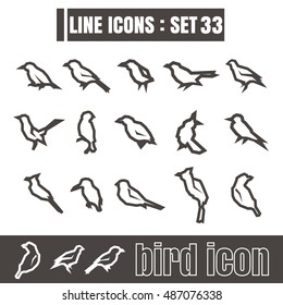 icons set Bird line black Modern Style design elements Geometry Straight lines curves vector on white background