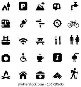 icons set in black for field and camping