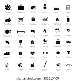 icons set black vector silhouette illustration