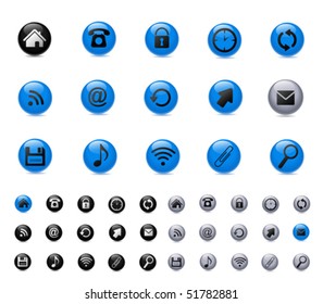 icons set: blue, black, silver