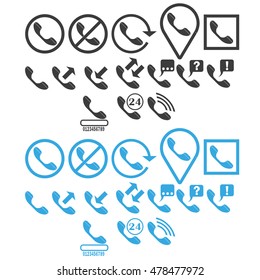 icons set of blue and gray phone. vector illustration