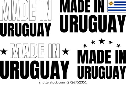 Icons Set mit fett Schrift präsentieren Made in Uruguay in verschiedenen Stilen und Designs