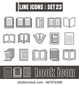 icons set book line black Modern Style design elements Geometry Straight lines curves vector on white background