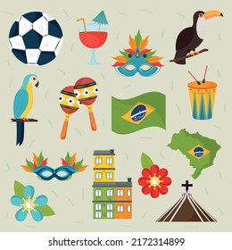 icons set of brazil culture design