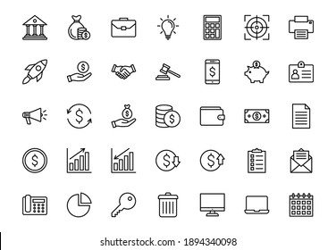 conjunto de iconos. Negocios y Finanzas para web, aplicación, computadora. ilustración vectorial