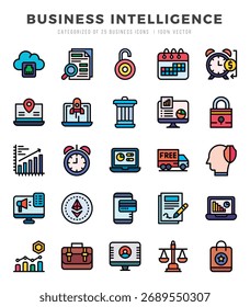icons set. Business Intelligence for web. app. vector illustration.