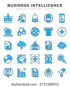 Conjunto de iconos. Business Intelligence para Web. App. Ilustración vectorial.