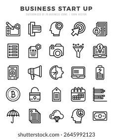 icons set. Business Start Up for web. app. vector illustration.