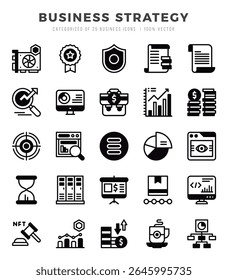 Conjunto de iconos. Estrategia empresarial para el Web. App. Ilustración vectorial.