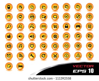 icons set button orange
