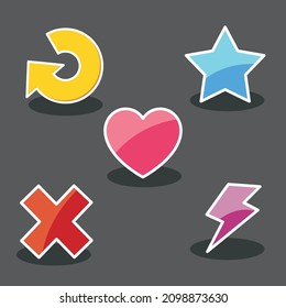 Icons Set of buttons for games, applications. Cute cartoon buttons design. Isolated vector.