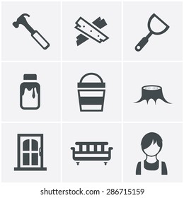 Icons set carpentry