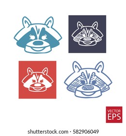 Icons set of cartoon badger on white background