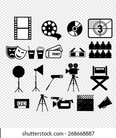 Icons set Cinema and movies