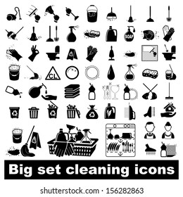 Icons set Cleaning. Vector illustration  on white background