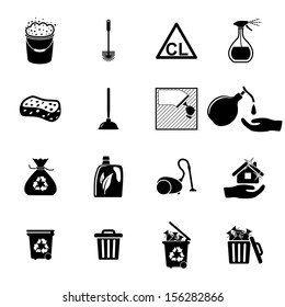 Icons set Cleaning. Vector illustration  on white background