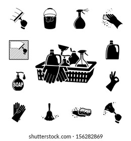 Icons set Cleaning. Vector illustration  on white background