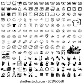 Icons set Cleaning. Vector illustration on white background