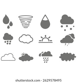 icons set of clouds different forms,  style and colors 