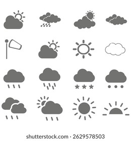 icons set of clouds different forms,  style and colors 