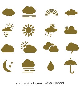 icons set of clouds different forms,  style and colors 