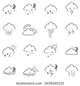 icons set of clouds different forms,  style and colors 