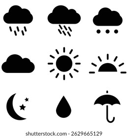 icons set of clouds different forms,  style and colors 