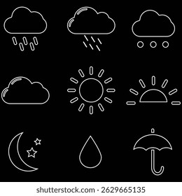 icons set of clouds different forms,  style and colors 