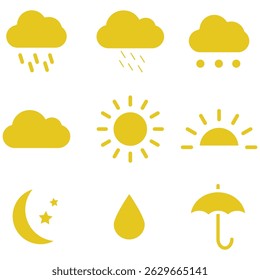 icons set of clouds different forms,  style and colors 