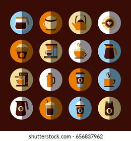 icons set coffee delicious flat